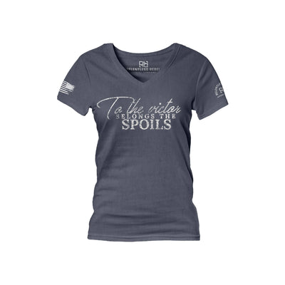 Navy To The Victor Belongs the Spoils Women's V-Neck Tee