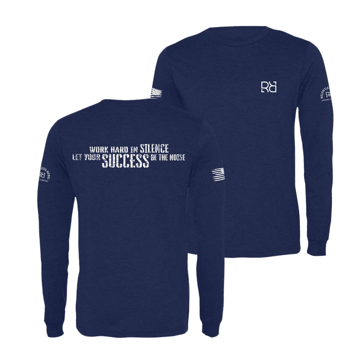 Navy Work Hard in Silence Men's Long Sleeve