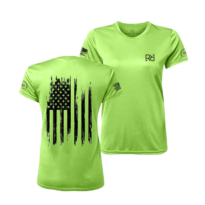 Neon Lime Rebel Patriot Flag Women's Dry Fit Tee