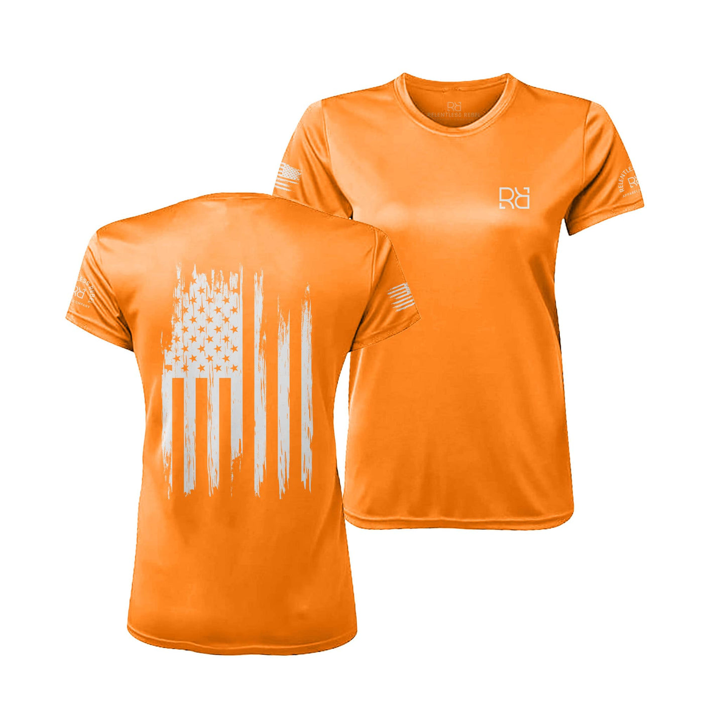 Neon Orange Rebel Patriot Flag Women's Dry Fit Tee