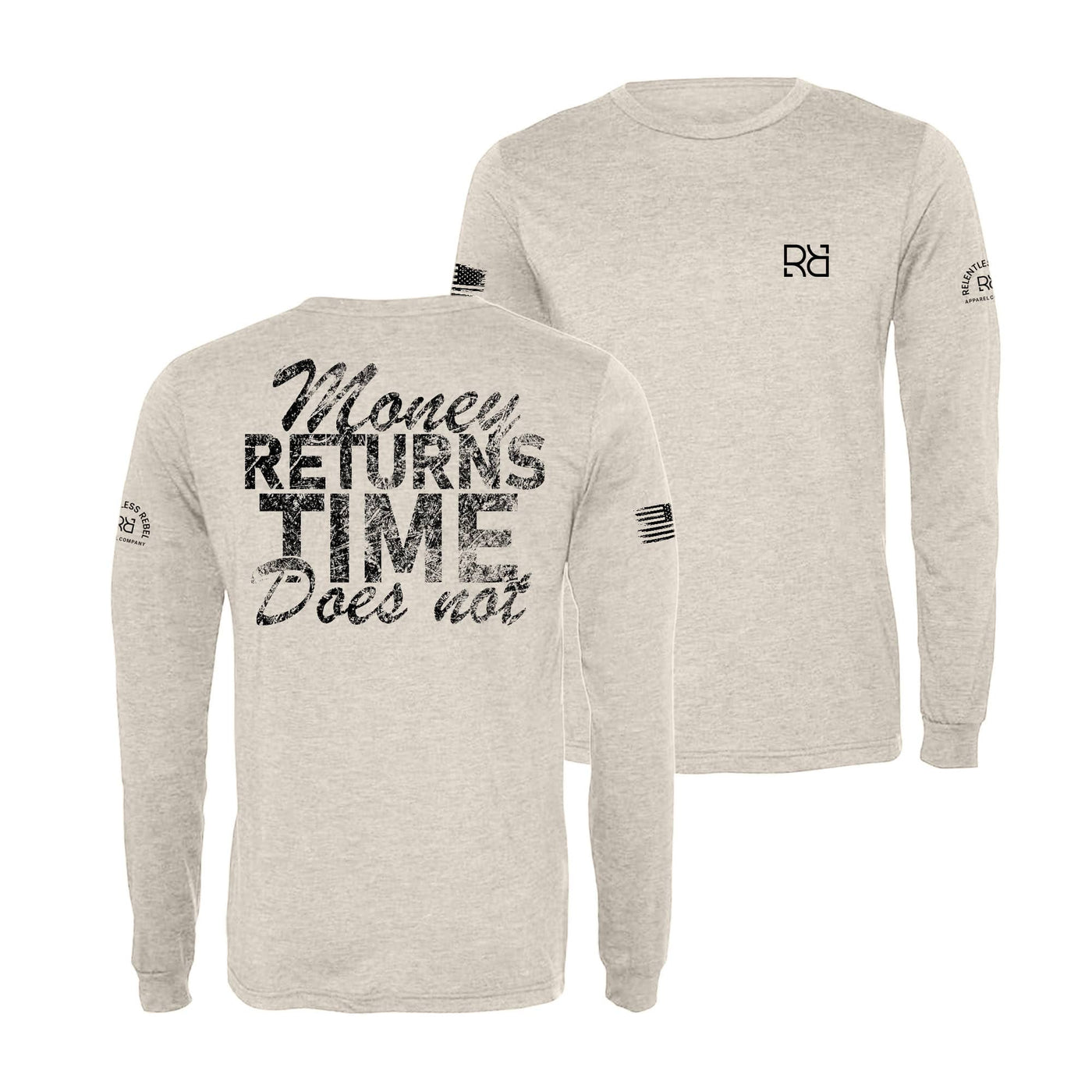 Oatmeal Money Returns Time Does Not Men's Long Sleeve