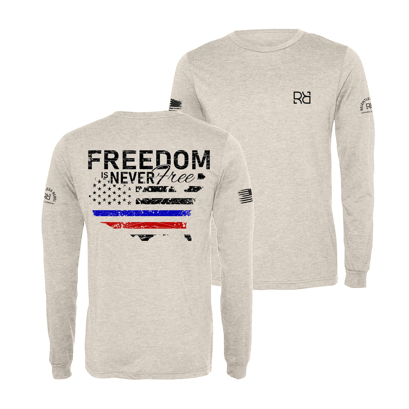 Oatmeal Freedom is Never Free Men's Long Sleeve