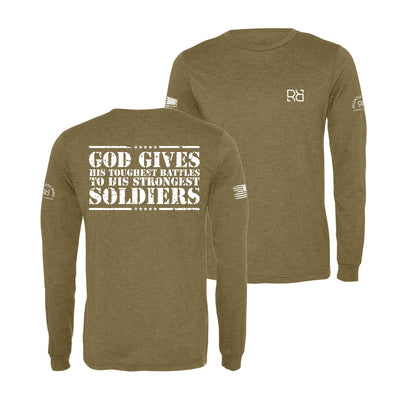 Olive God Gives His Toughest Battles Men's Long Sleeve