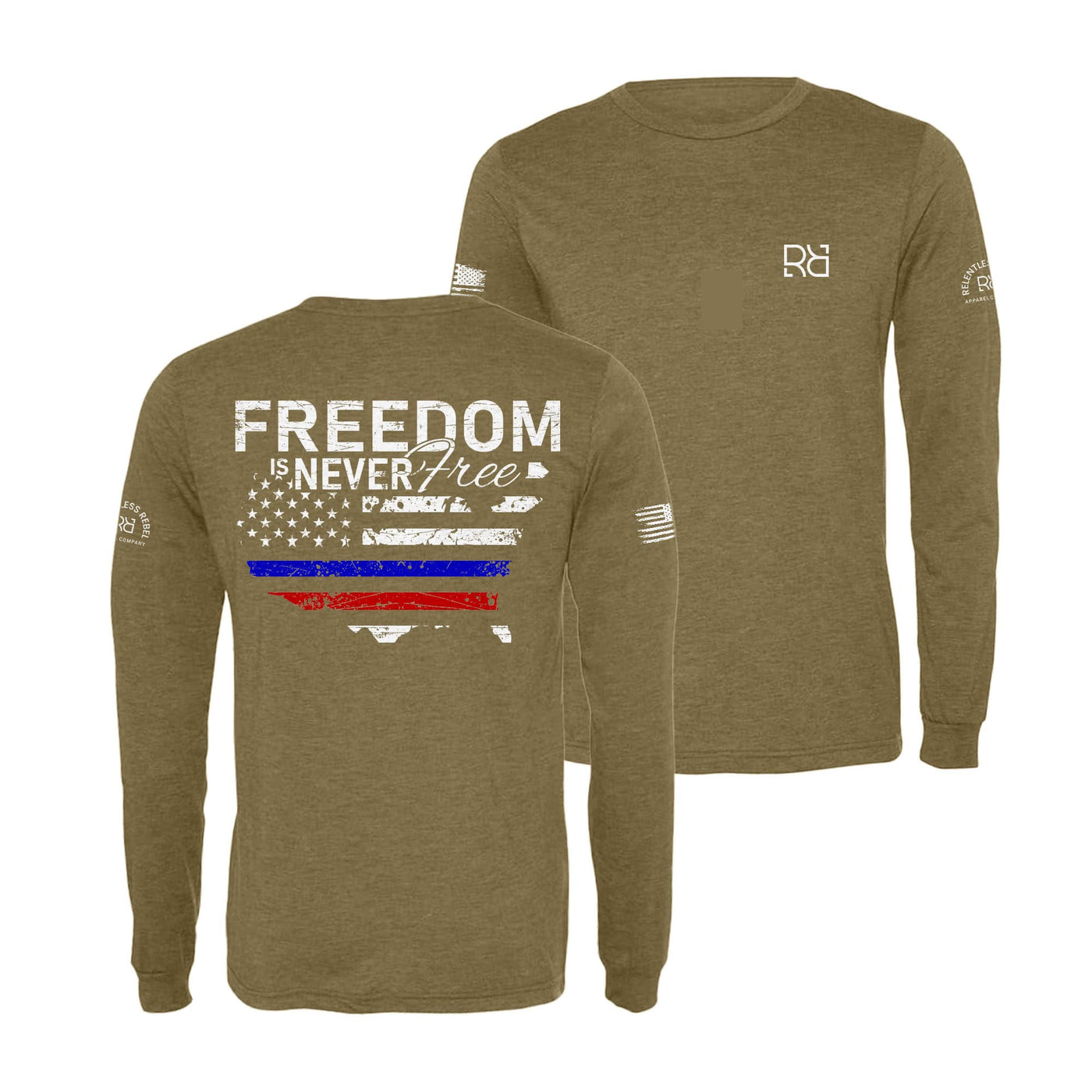 Olive Freedom is Never Free Men's Long Sleeve