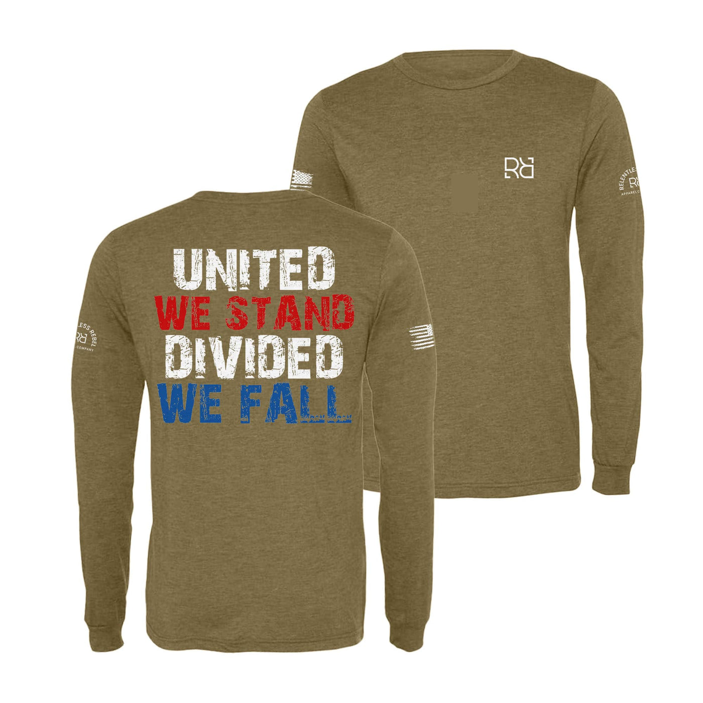 Olive United We Stand Divided We Fall Men's Long Sleeve