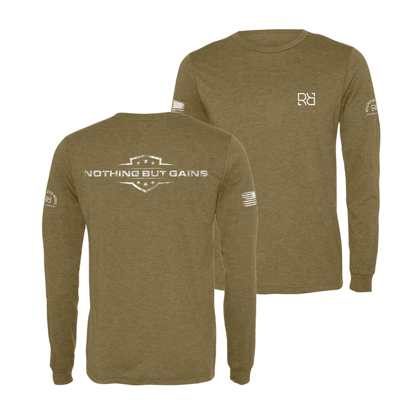 Olive Nothing But Gains Men's Long Sleeve