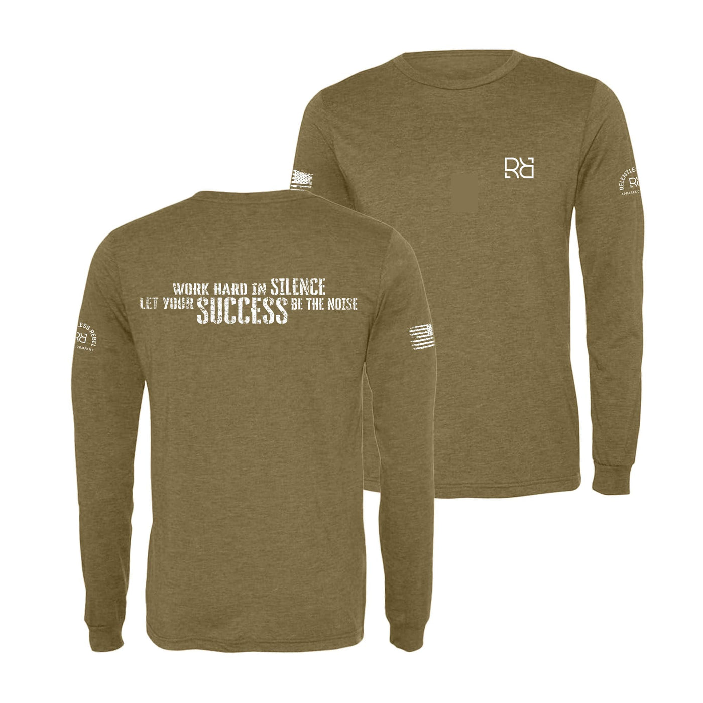 Olive Work Hard in Silence Men's Long Sleeve