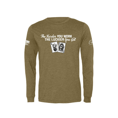 Olive The Harder You Work The Luckier You Get Men's Long Sleeve Tee