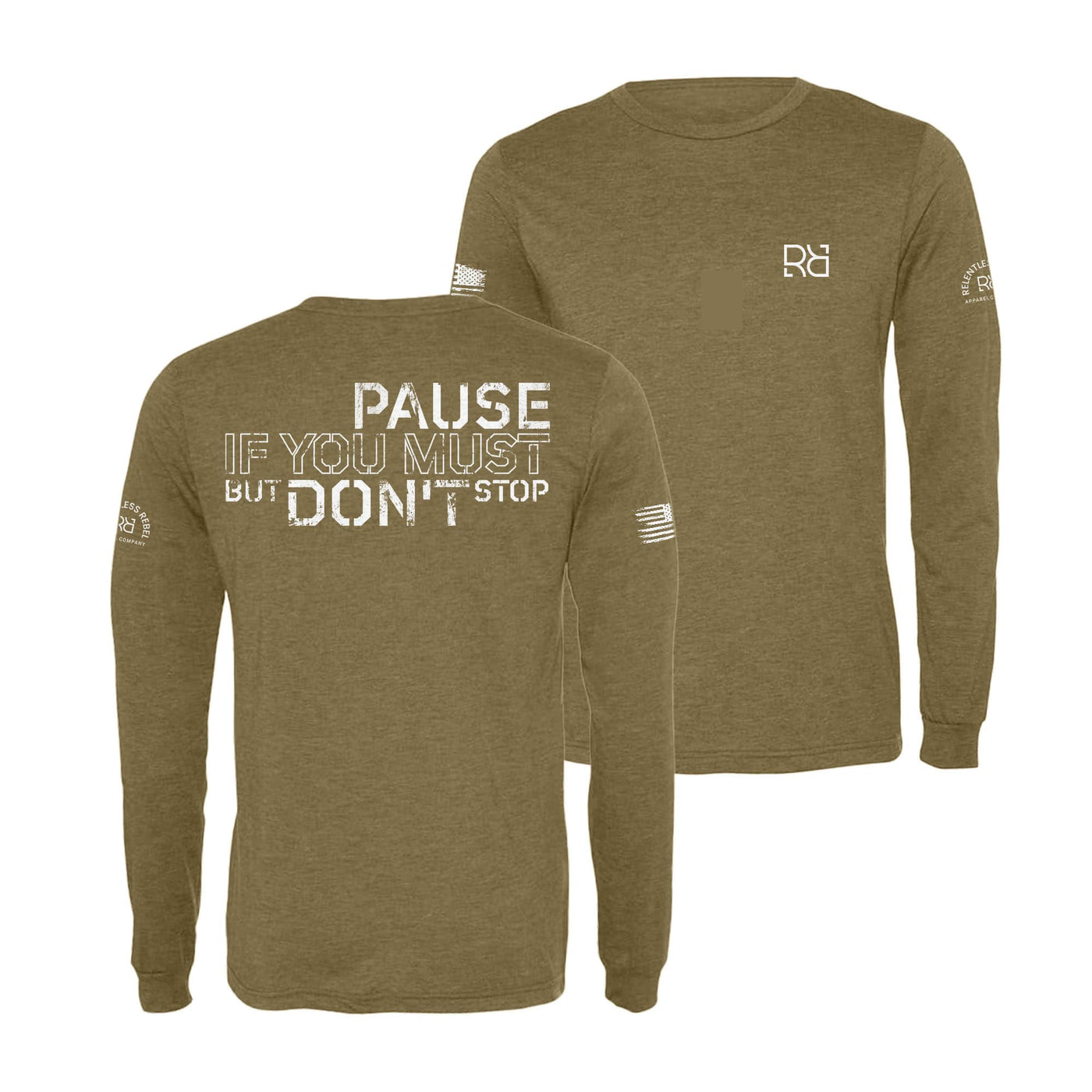 Olive Pause if you must Men's Dri Fit Long Sleeve