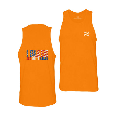 Orange Men's I Bleed Red White & Blue Back Design Tank