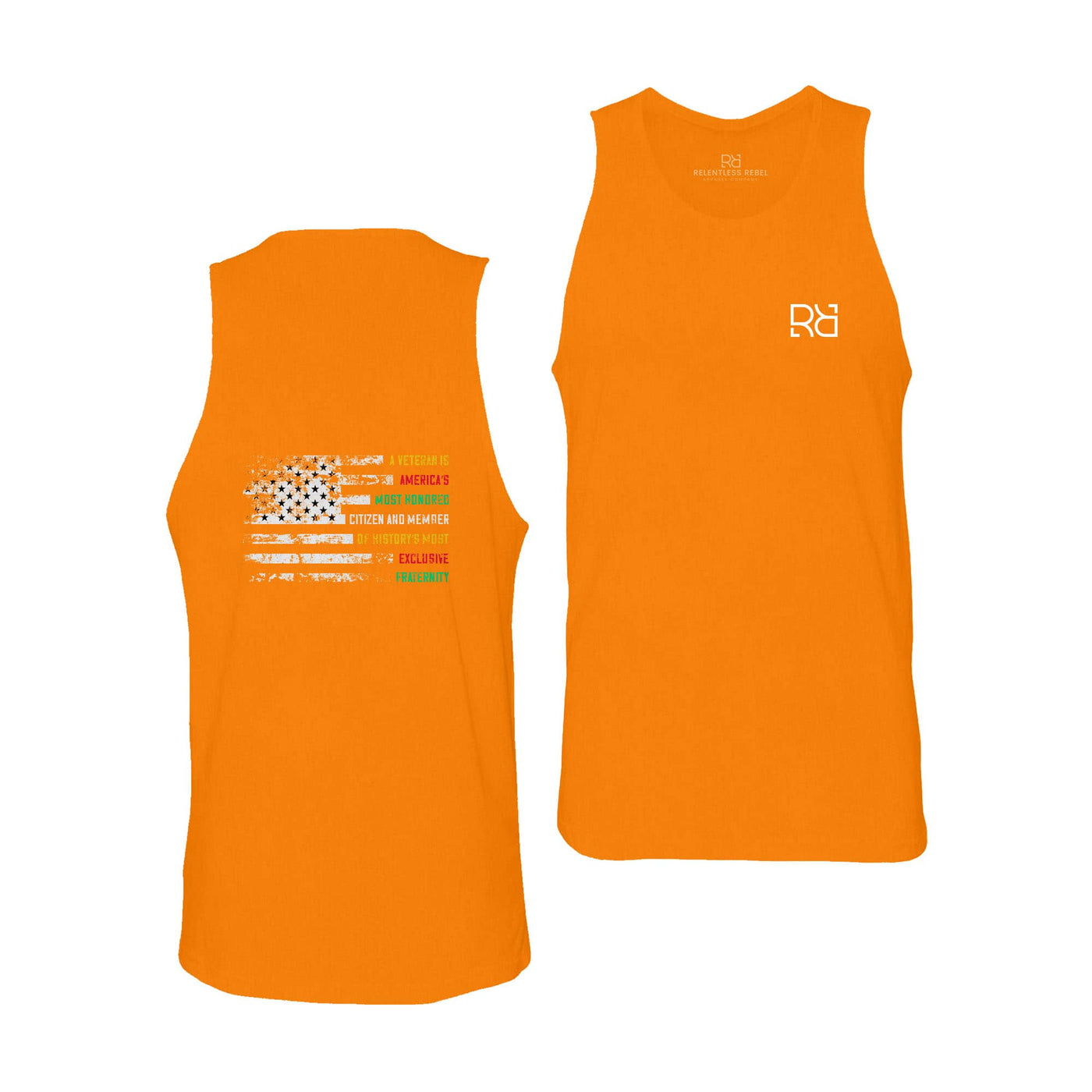 Orange Men's A Veteran Back Design Tank