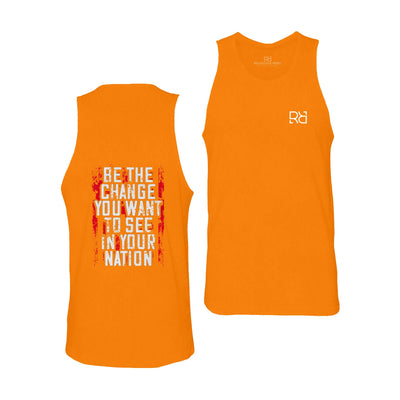 Orange Men's Be The Change Back Design Tank