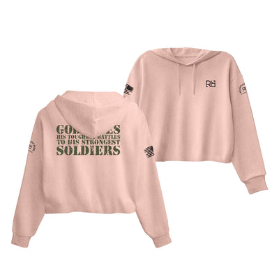 Peach God Gives His Toughest Battles Women's Cropped Hoodie