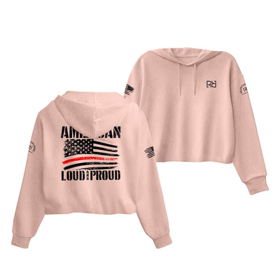 Peach American Loud and Proud Women's Cropped Hoodie