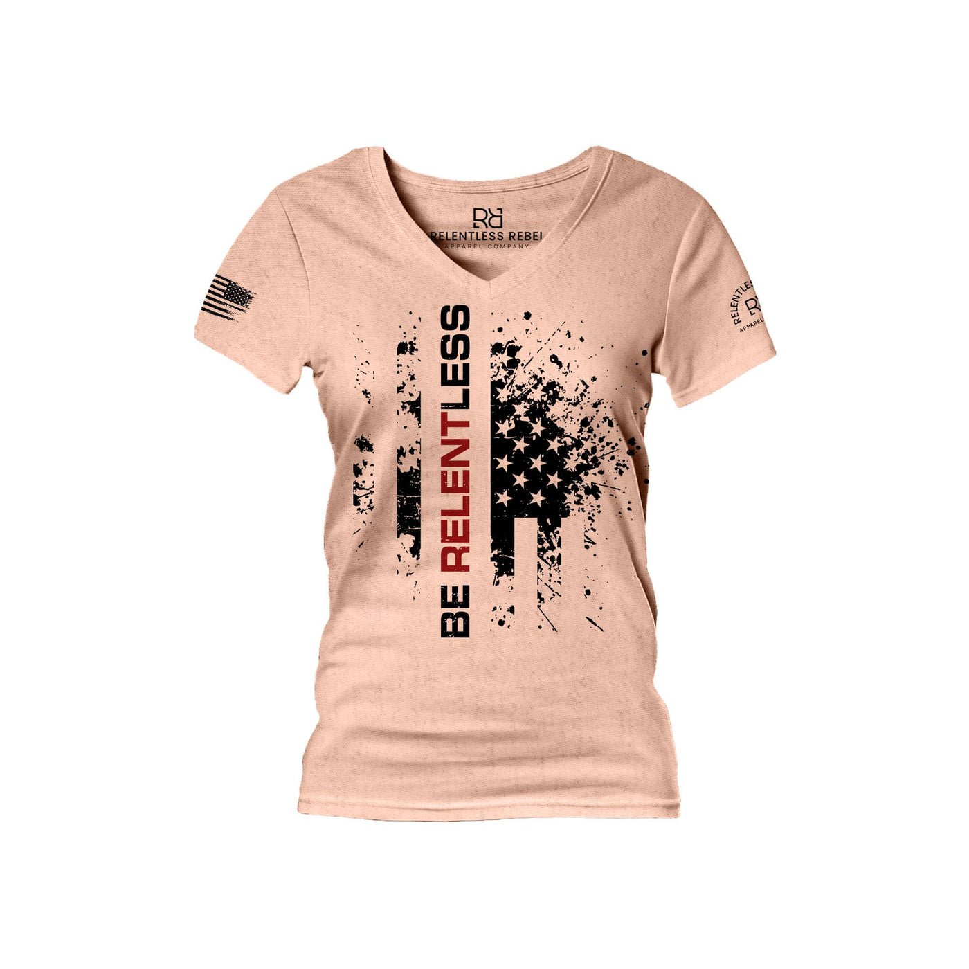 Relentless R Be Relentless | R | Front | V-Neck Women's Tee – Relentless Rebel Apparel