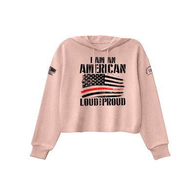 Peach American Loud and Proud Women's Cropped Hoodie