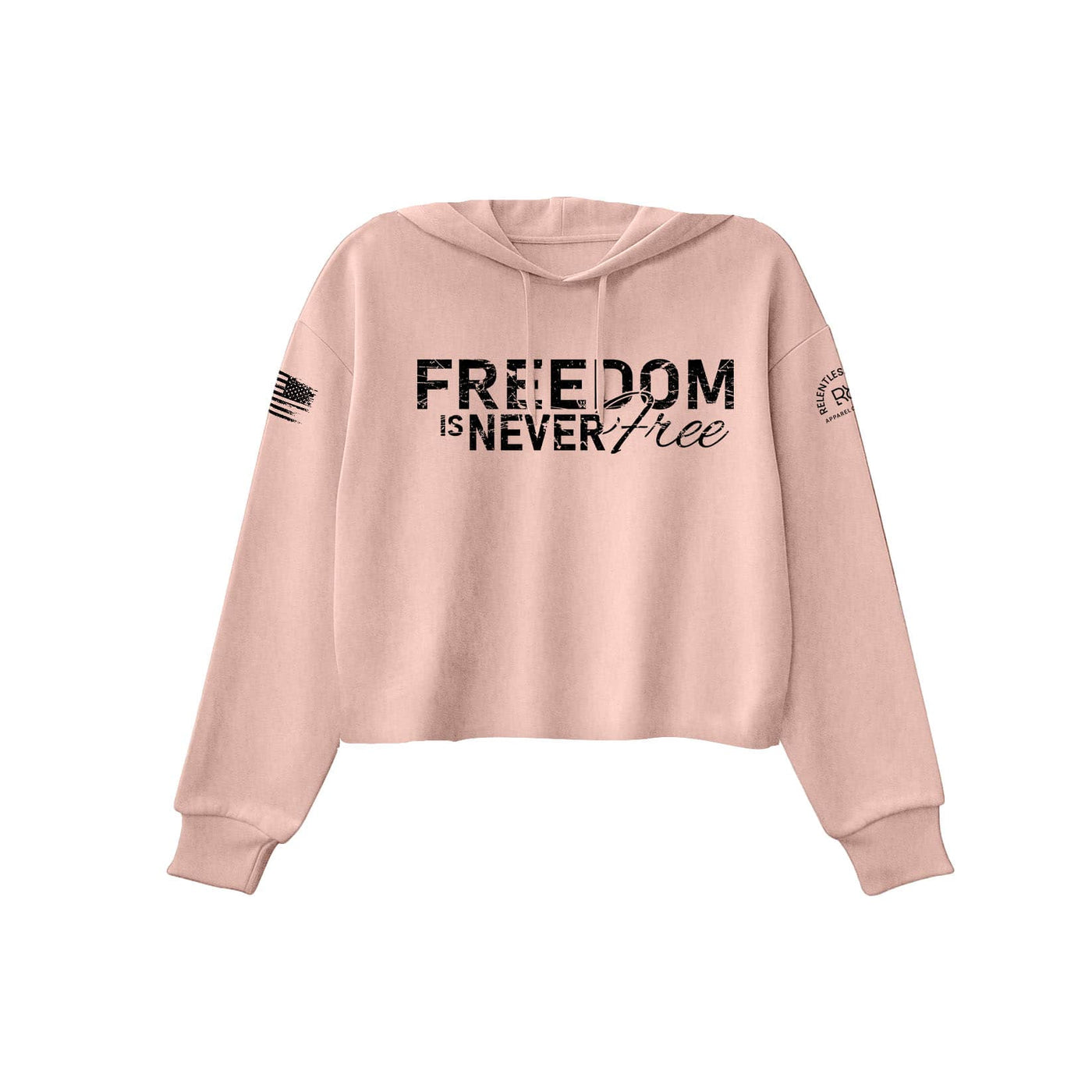 Peach Freedom is Never Free Women's Cropped Hoodie