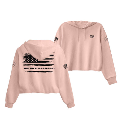 Peach Relentless Rebel Flag Women's Cropped Hoodie