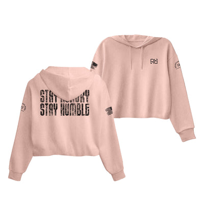 Peach Stay Hungry Stay Humble Women's Cropped Hoodie