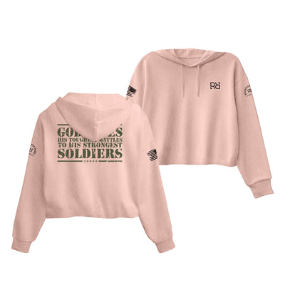 Peach God Gives His Toughest Battles Women's Cropped Hoodie