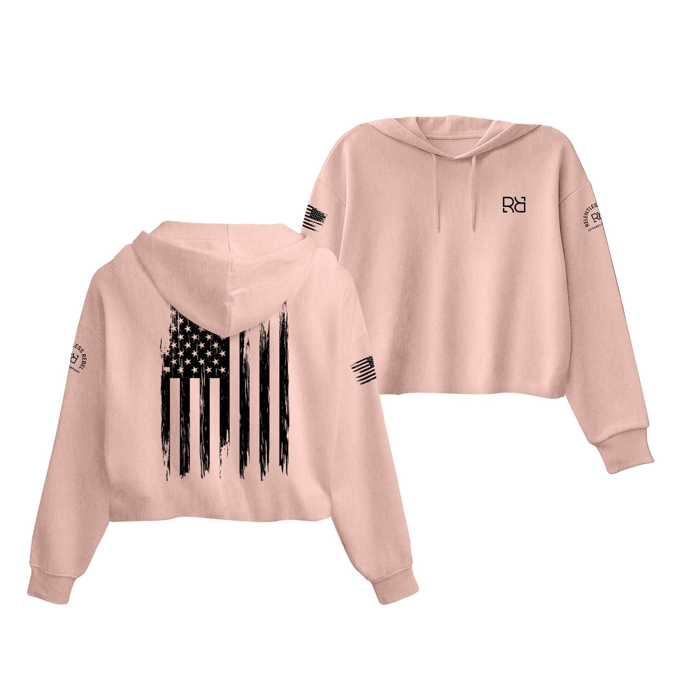 Peach Rebel Patriot Flag Women's Cropped Hoodie