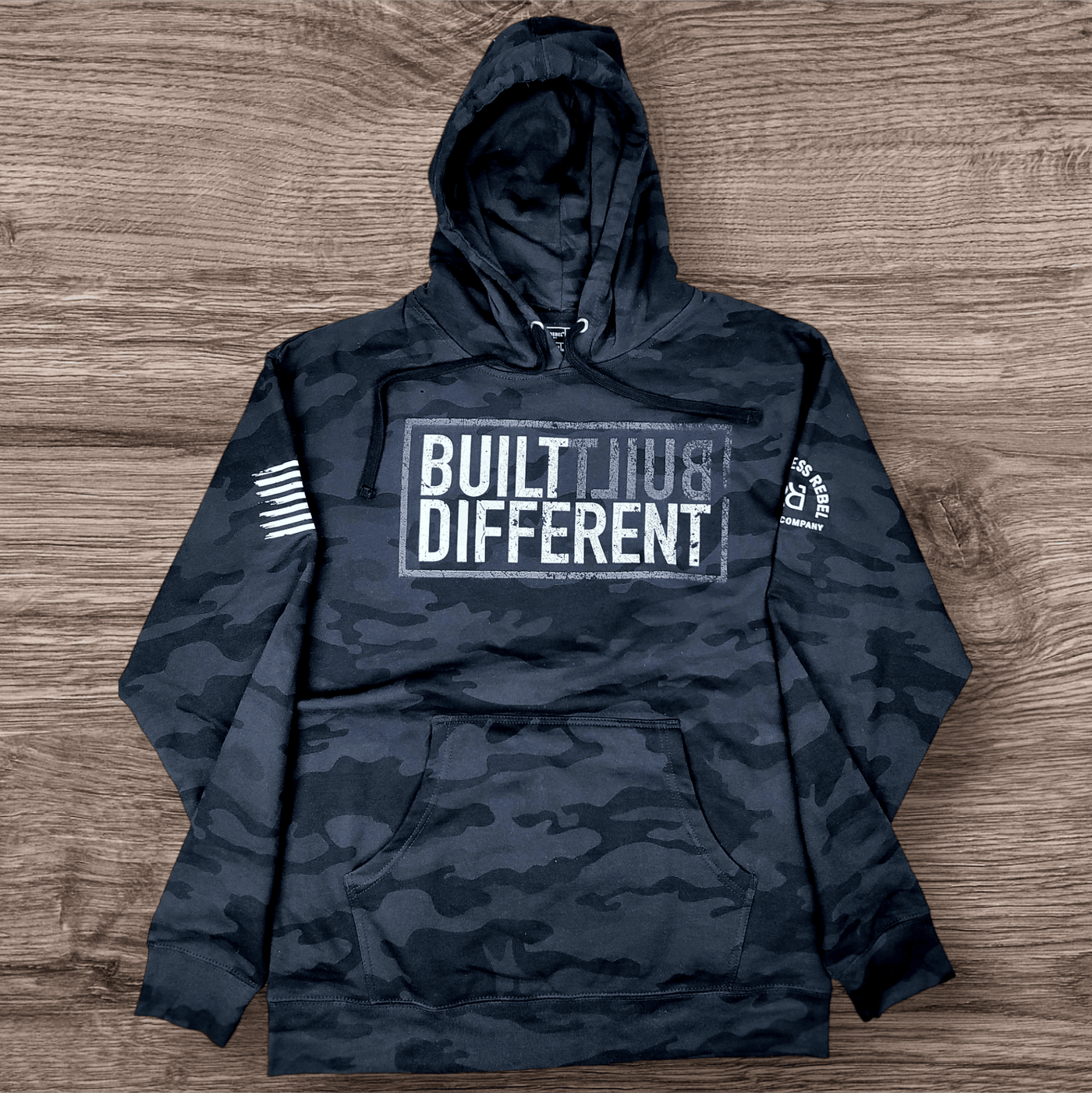 Built Different Black Camo Front Men's Hoodie