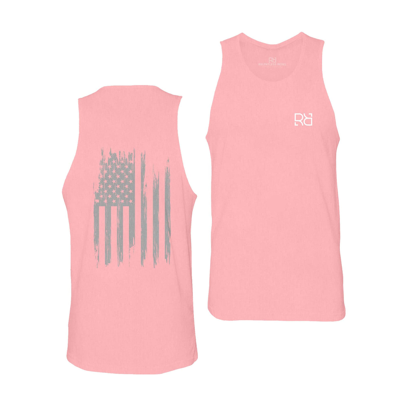 Pink Men's Rebel Patriot Flag Back Design Tank