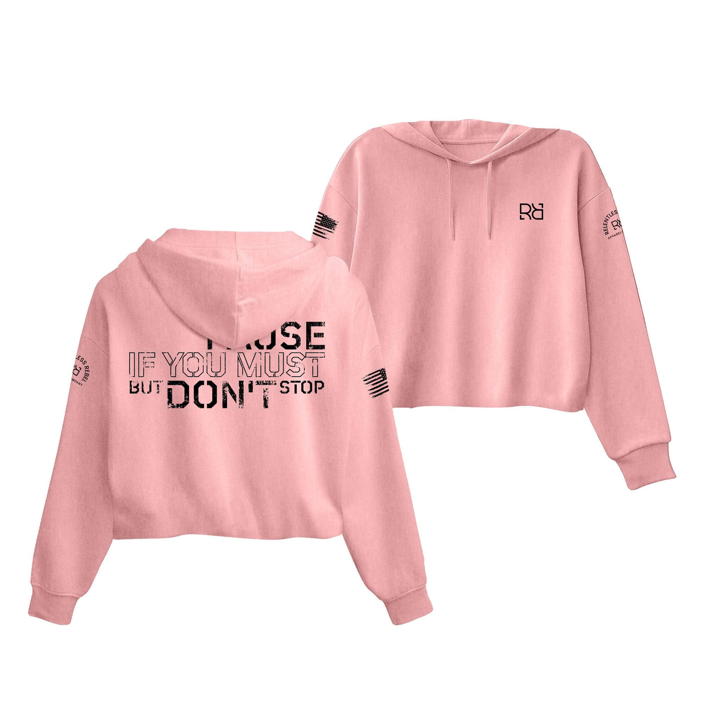 Pink Pause if you must Women's Cropped Hoodie