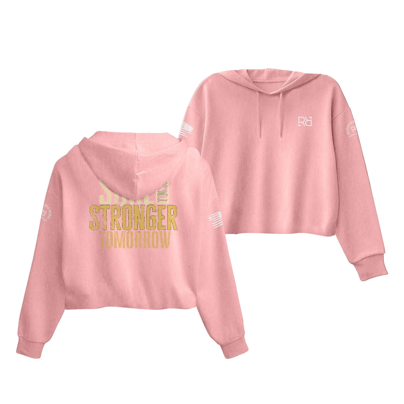 Pink Sore Today Stronger Tomorrow Women's Cropped Hoodie