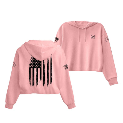 Pink Rebel Patriot Flag Women's Cropped Hoodie