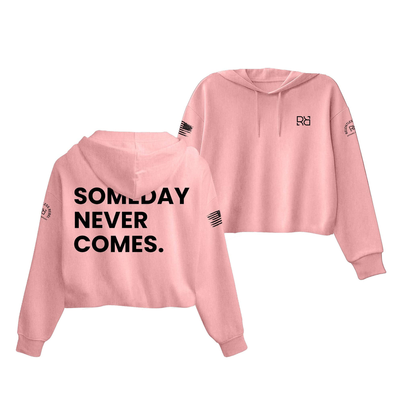 Pink Someday Never Comes Cropped Hoodie