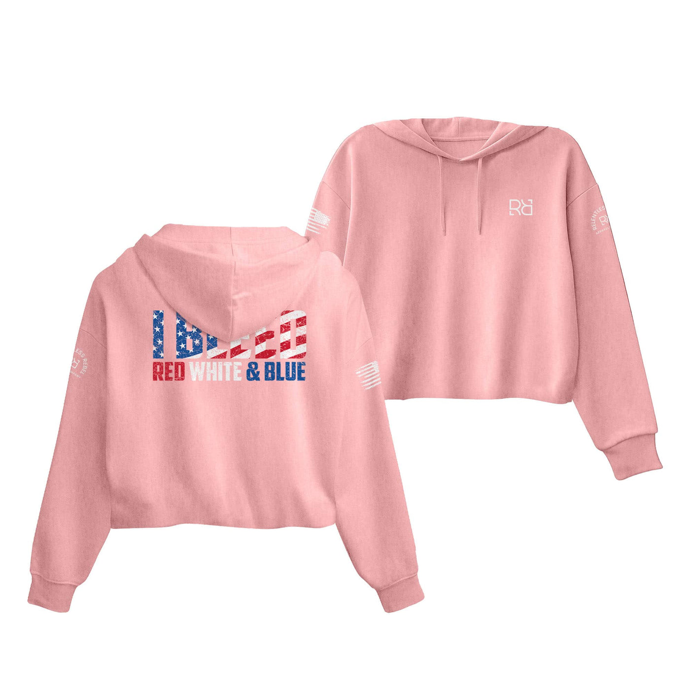 Pink I Bleed Red White and Blue Women's Cropped Hoodie