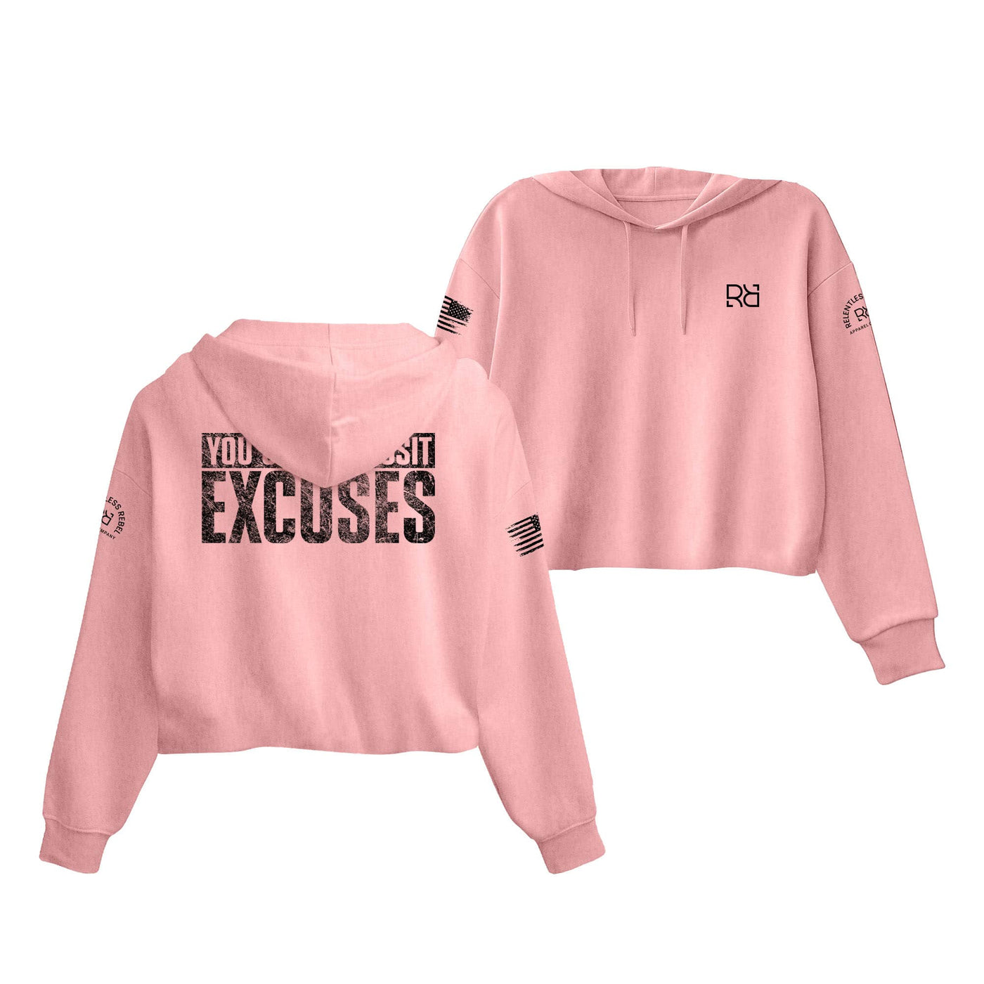 Pink You Can't Deposit Excuses Women's Cropped Hoodie