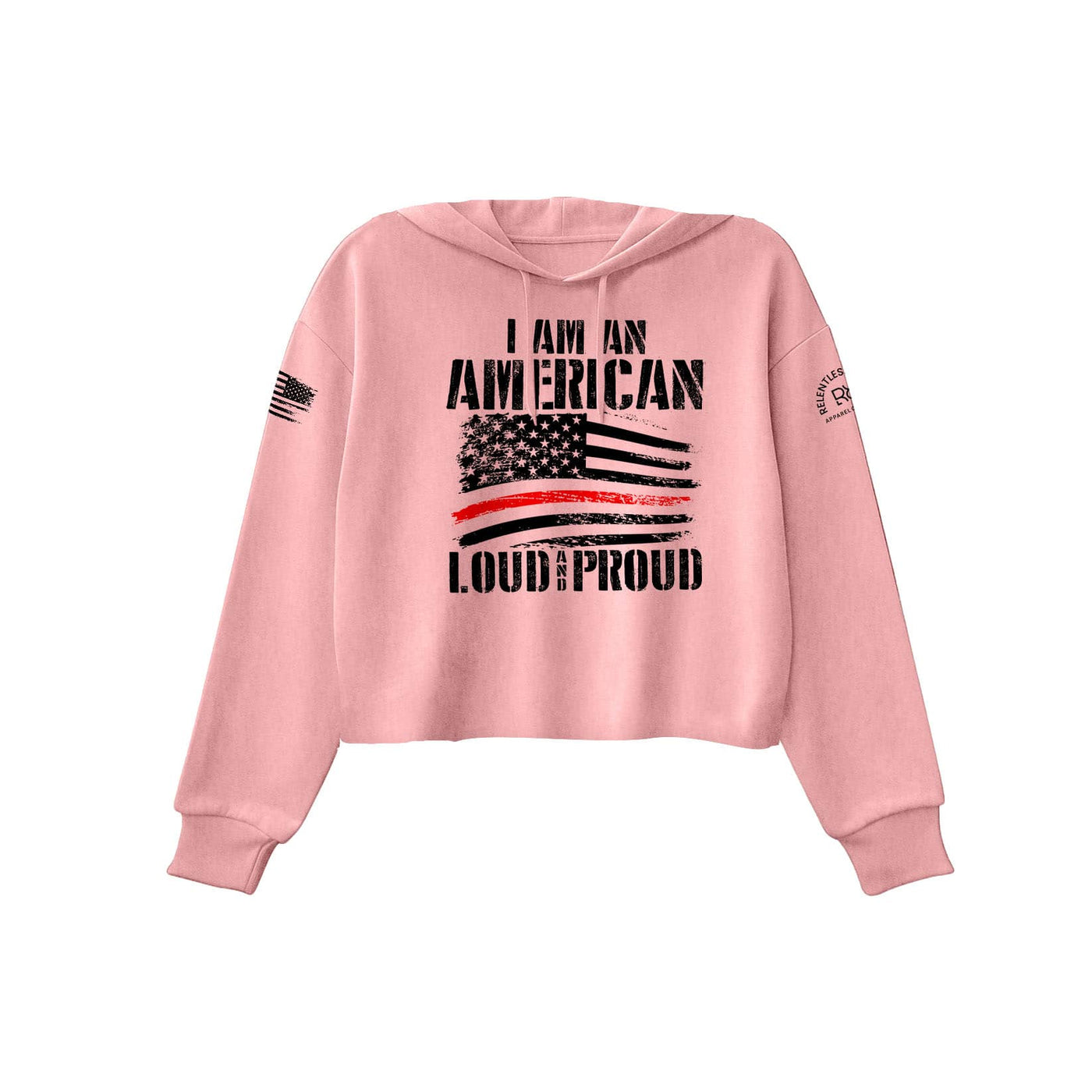 Pink American Loud and Proud Women's Cropped Hoodie