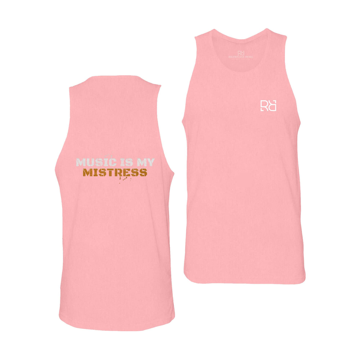 Pink Men's Music Is My Mistress Back Design Tank