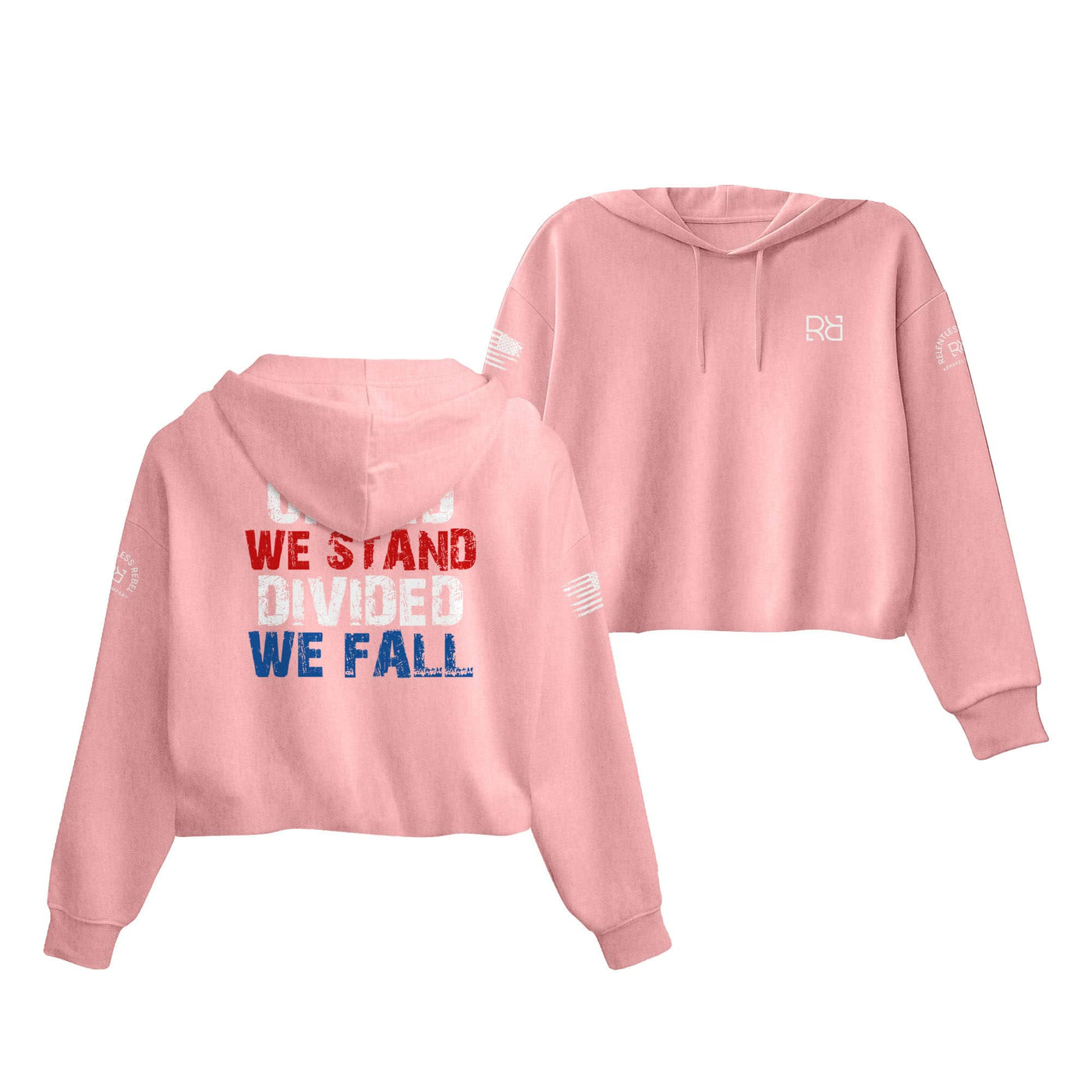 Pink United We Stand Women's Cropped Hoodie