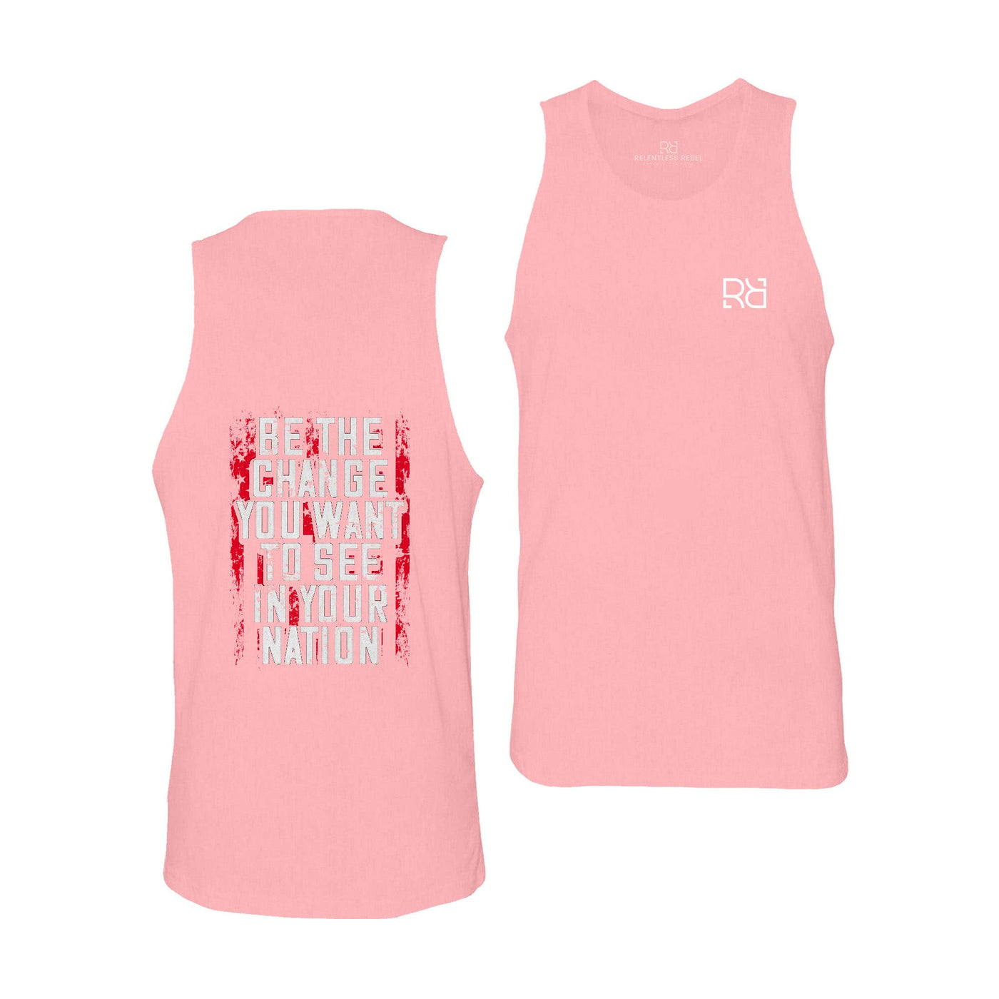 Pink Men's Be The Change Back Design Tank