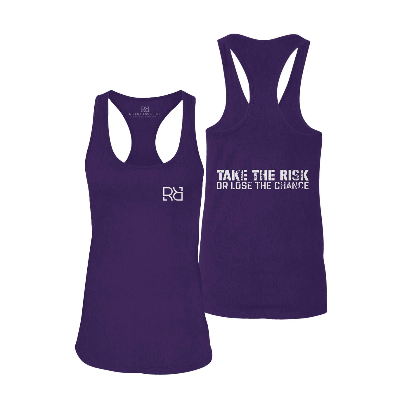 Purple Take the Risk or Lose the Chance Women's Racerback Tank Top