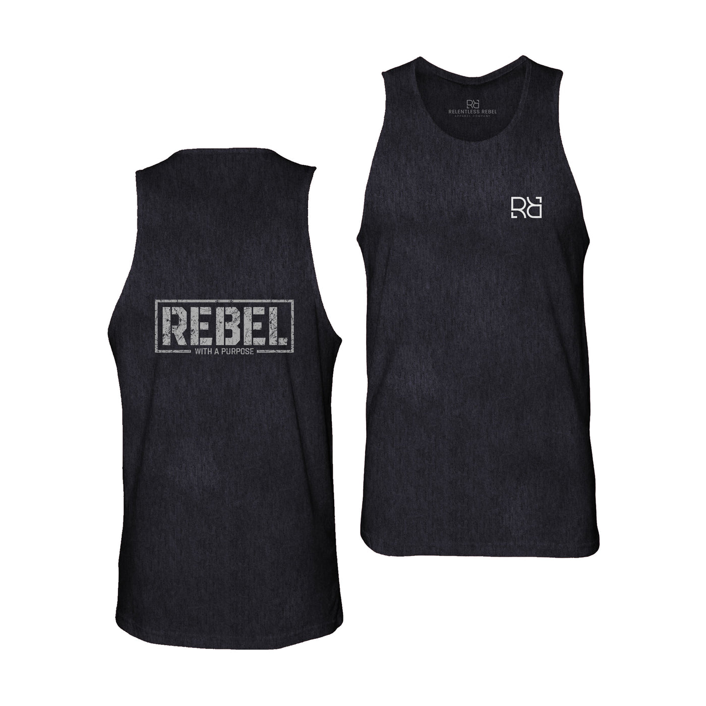 Solid Black Men's Rebel With A Purpose Back Design Tank