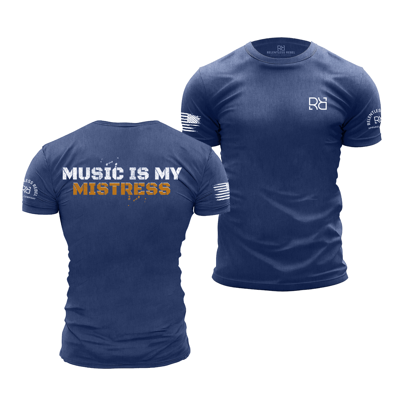 Rebel Blue Men's Music Is My Mistress Back Design Tee