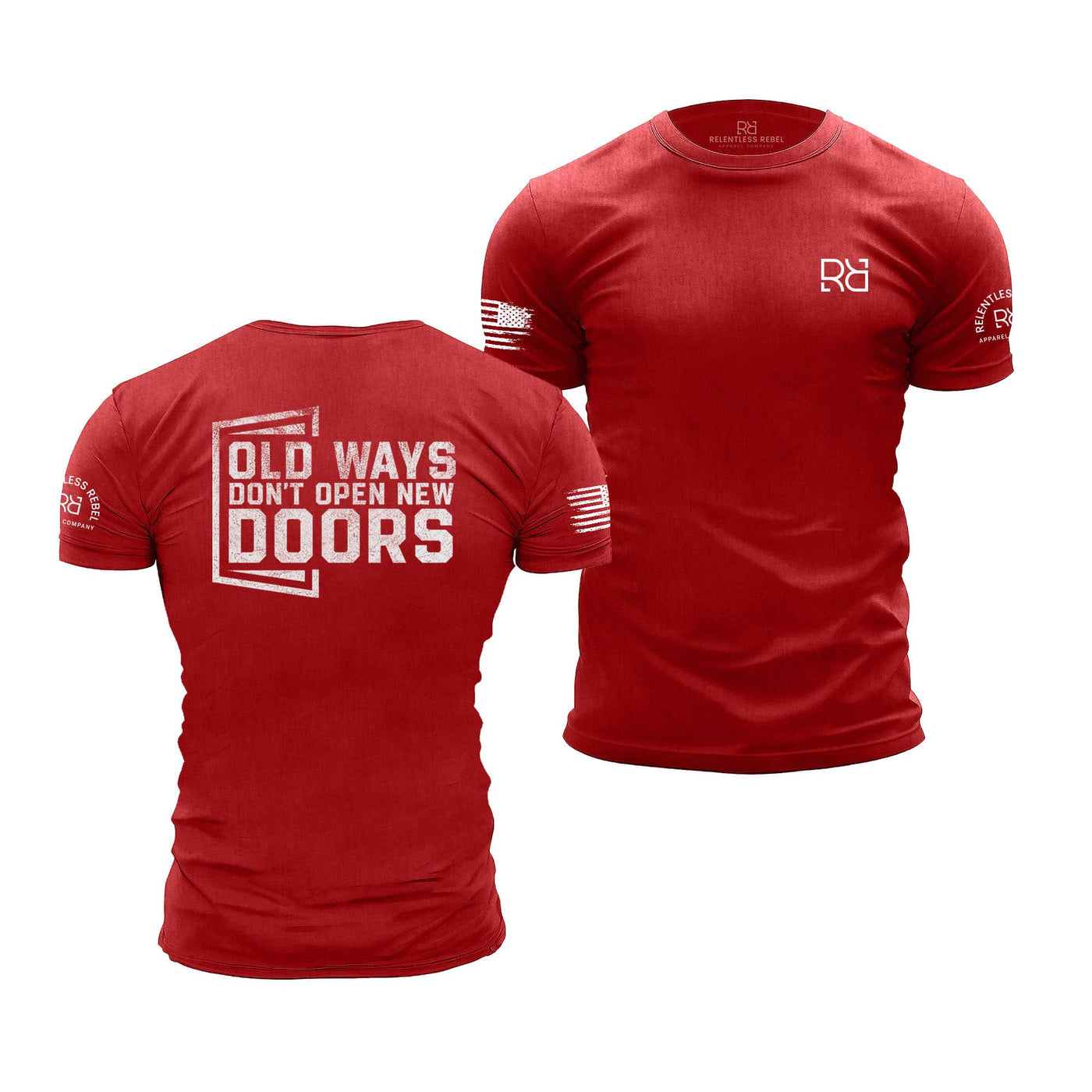 Rebel Red Men's Old Ways Don't Open New Doors Back Design Tee