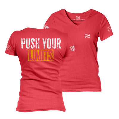 Red Push Your Limits Women's V-Neck Tee