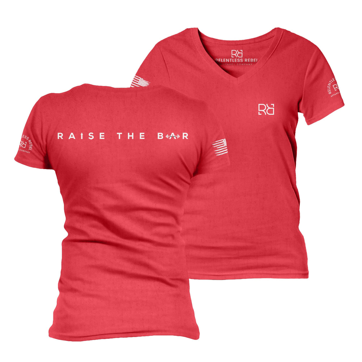 Red Raise the Bar Women's V-Neck Tee