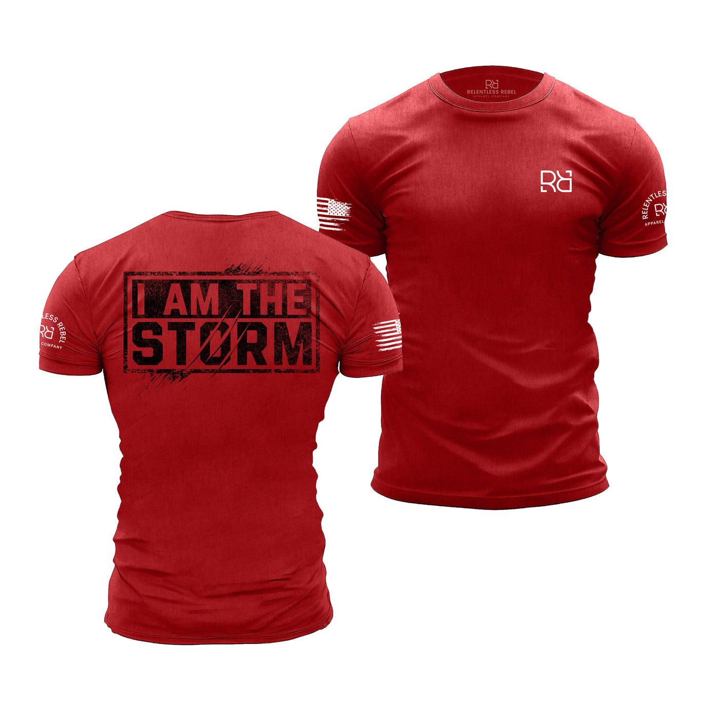 Heather Red Men's I Am The Storm Back Design Tee