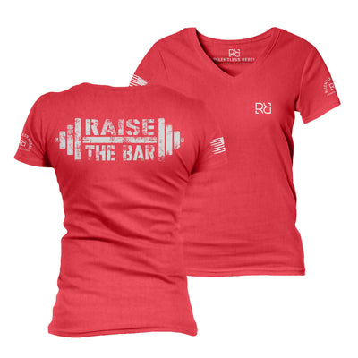 Red Raise the Bar Women's V-Neck Tee