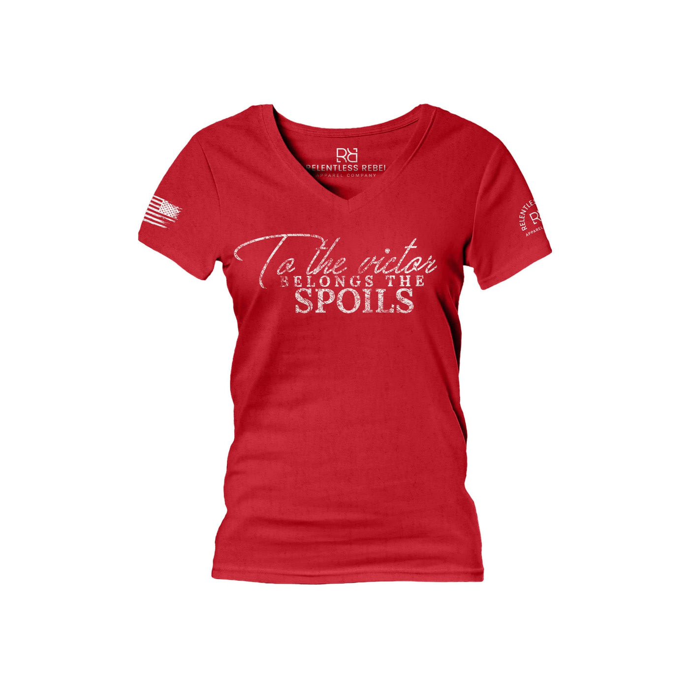 Red To The Victor Belongs the Spoils Women's V-Neck Tee