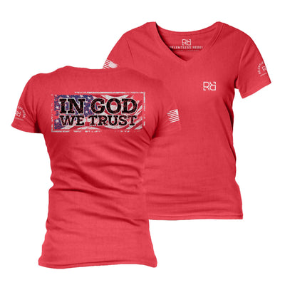 Red In God we Trust Women's V-Neck Tee