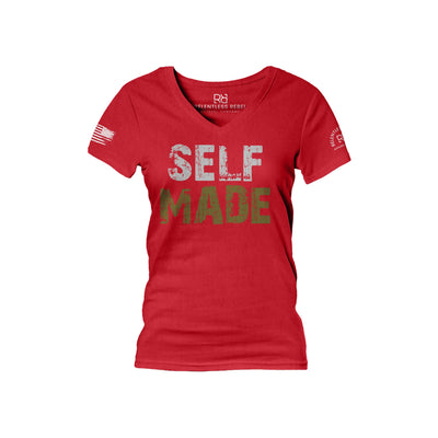 Red Self Made Women's V-Neck Tee