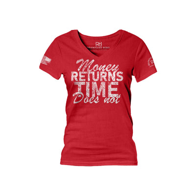 Red Money Returns Time Does Not Women's V-Neck Tee