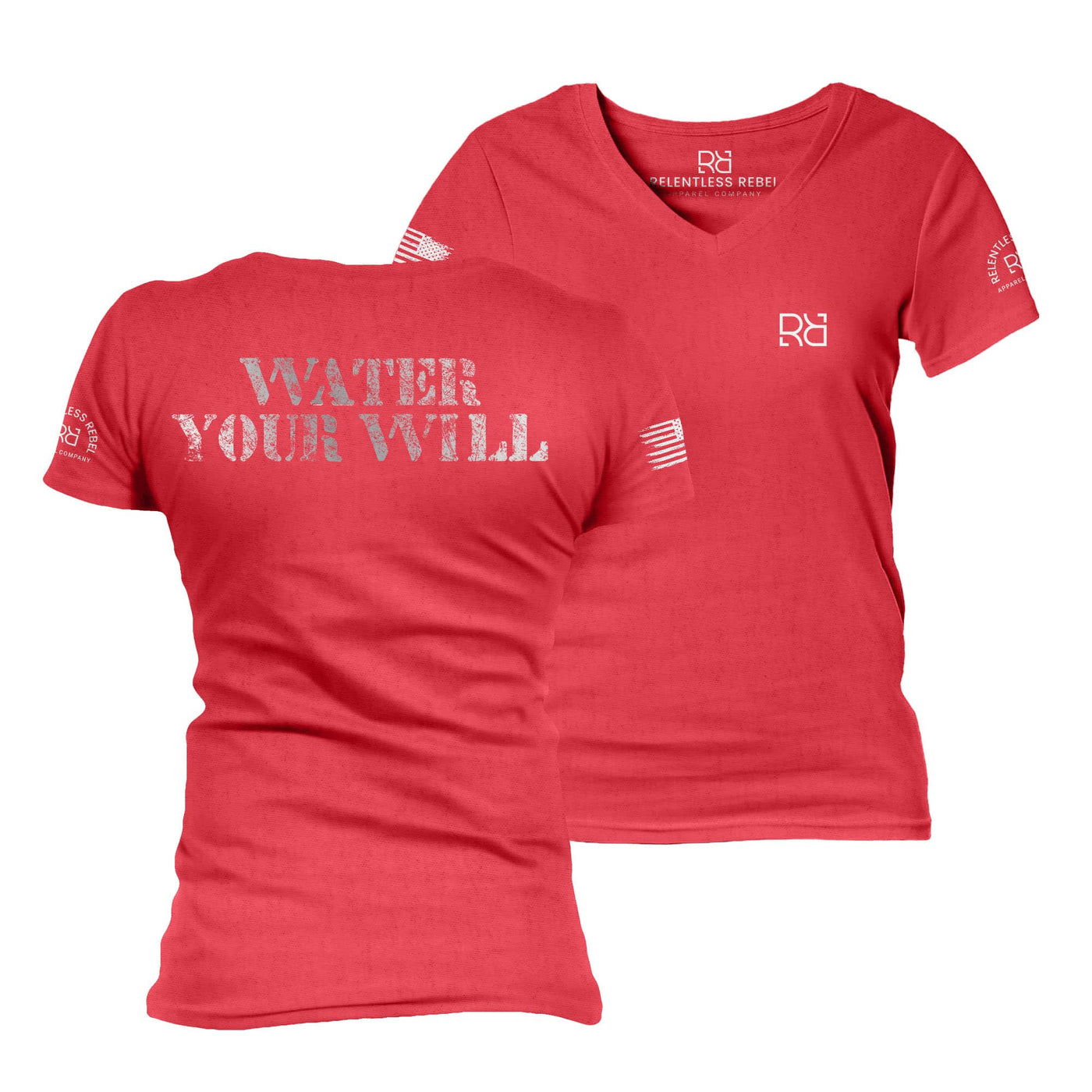 Red Water Your Will Women's V-Neck Tee